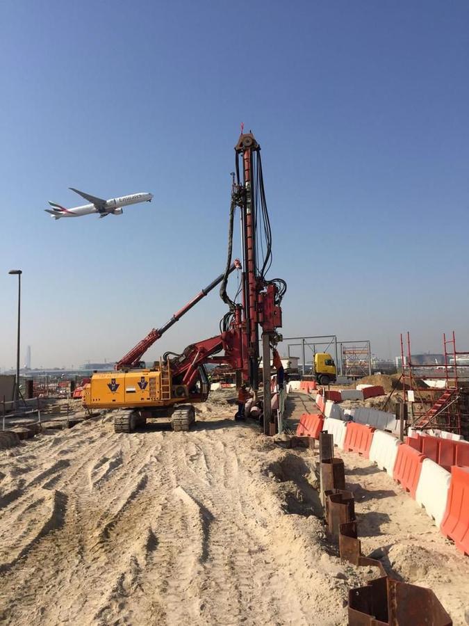 Piling beside a live airfield
