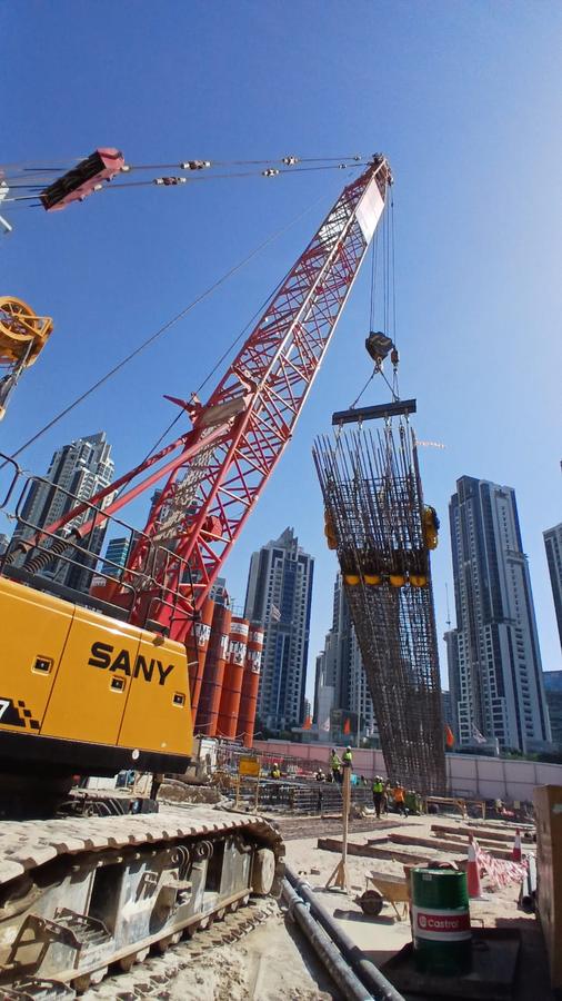 Diaphragm-wall cage lift at DWTN Residences